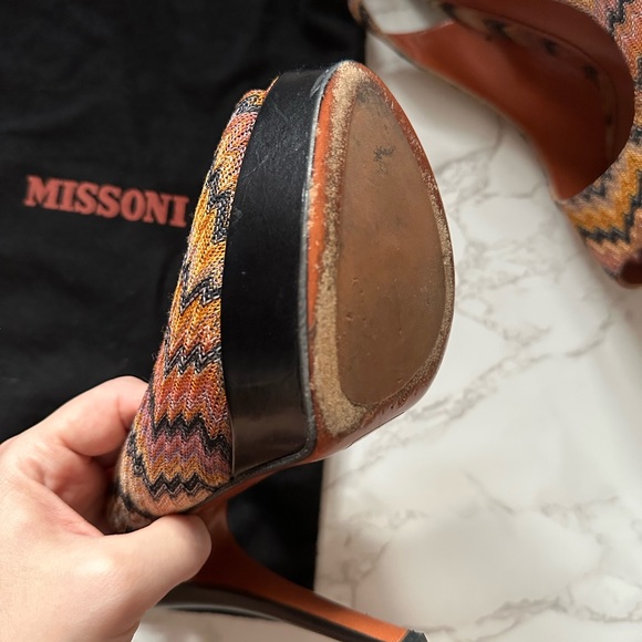 Missoni Multicolor Knit Slingback Peep Toe Heels - Size 8 - Picture 6 of 8